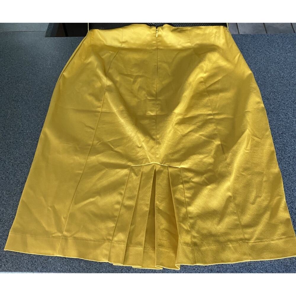 WORTHINGTON W Size 12 Pencil MIDI Yellow Skirt Belt Invert Pleated Feminine Y2K - Picture 4 of 12